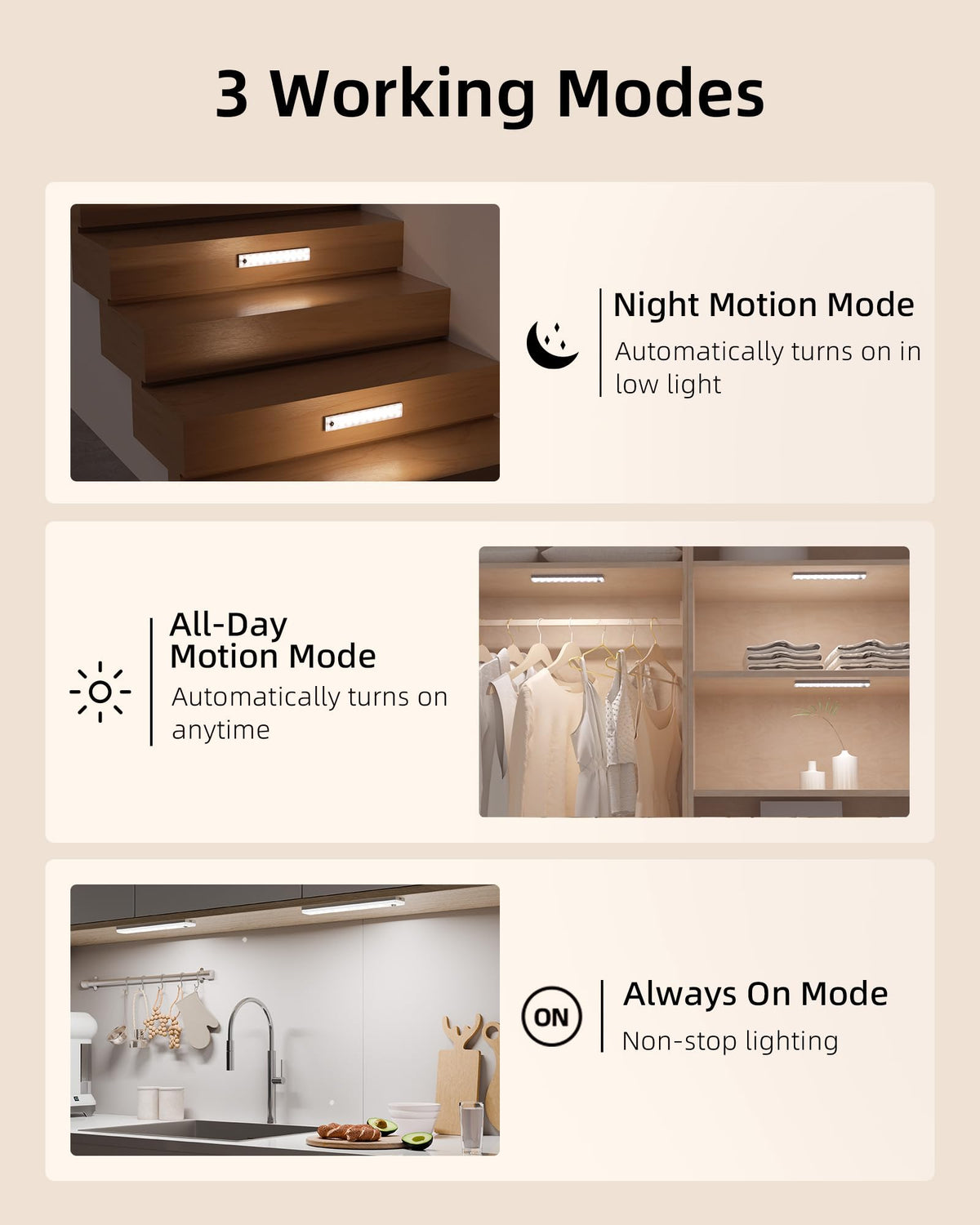 EZVALO Rechargeable Under Cabinet Lights, 6 Pack