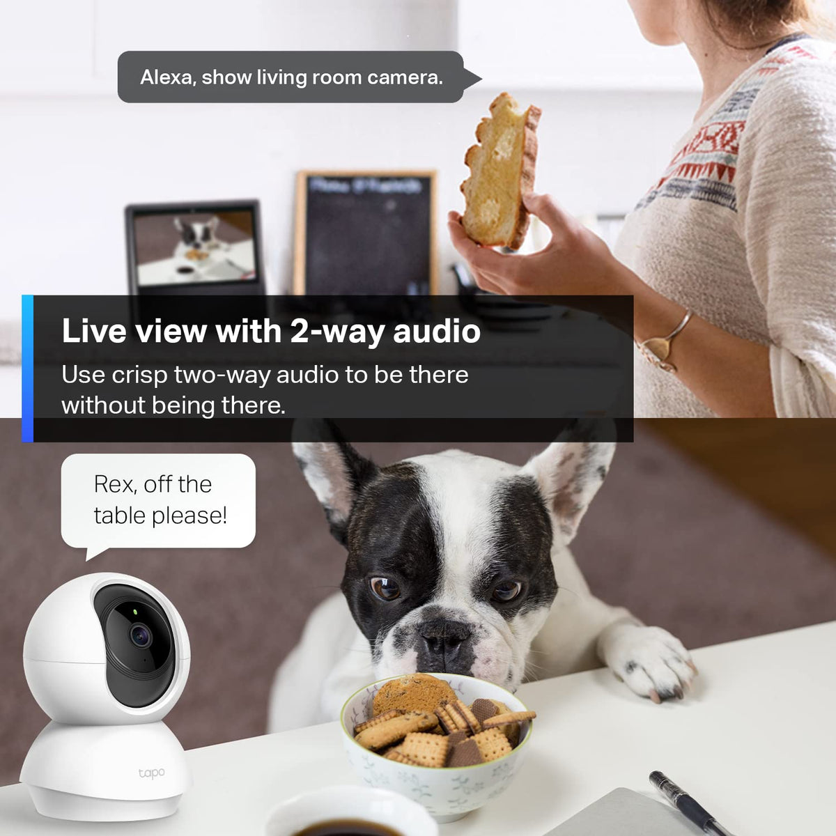 TP-Link Tapo C210 2K Pan/Tilt Indoor Wi-Fi Camera, White