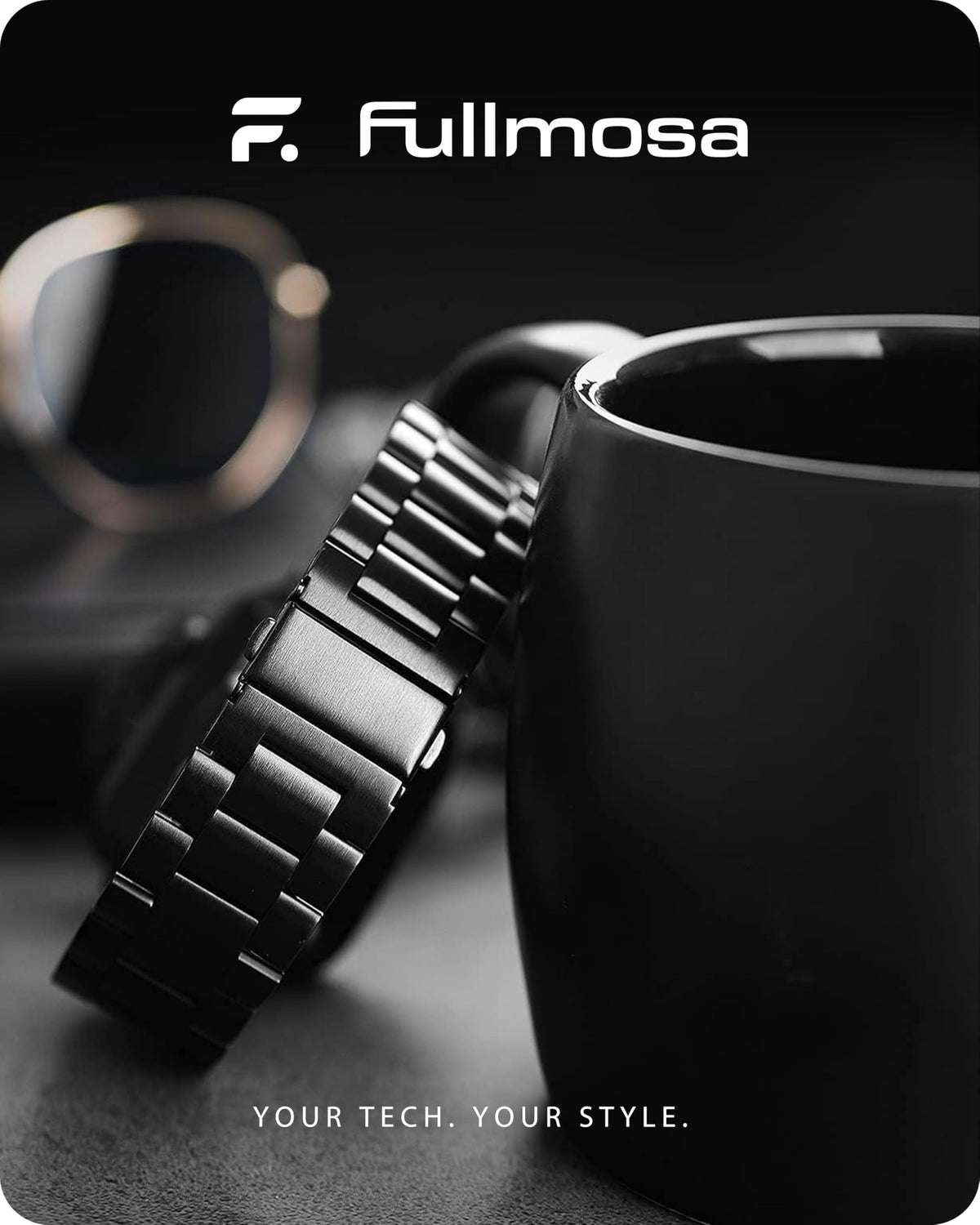 Fullmosa Stainless Steel Apple Watch Band, 42mm 44mm 45mm, Black