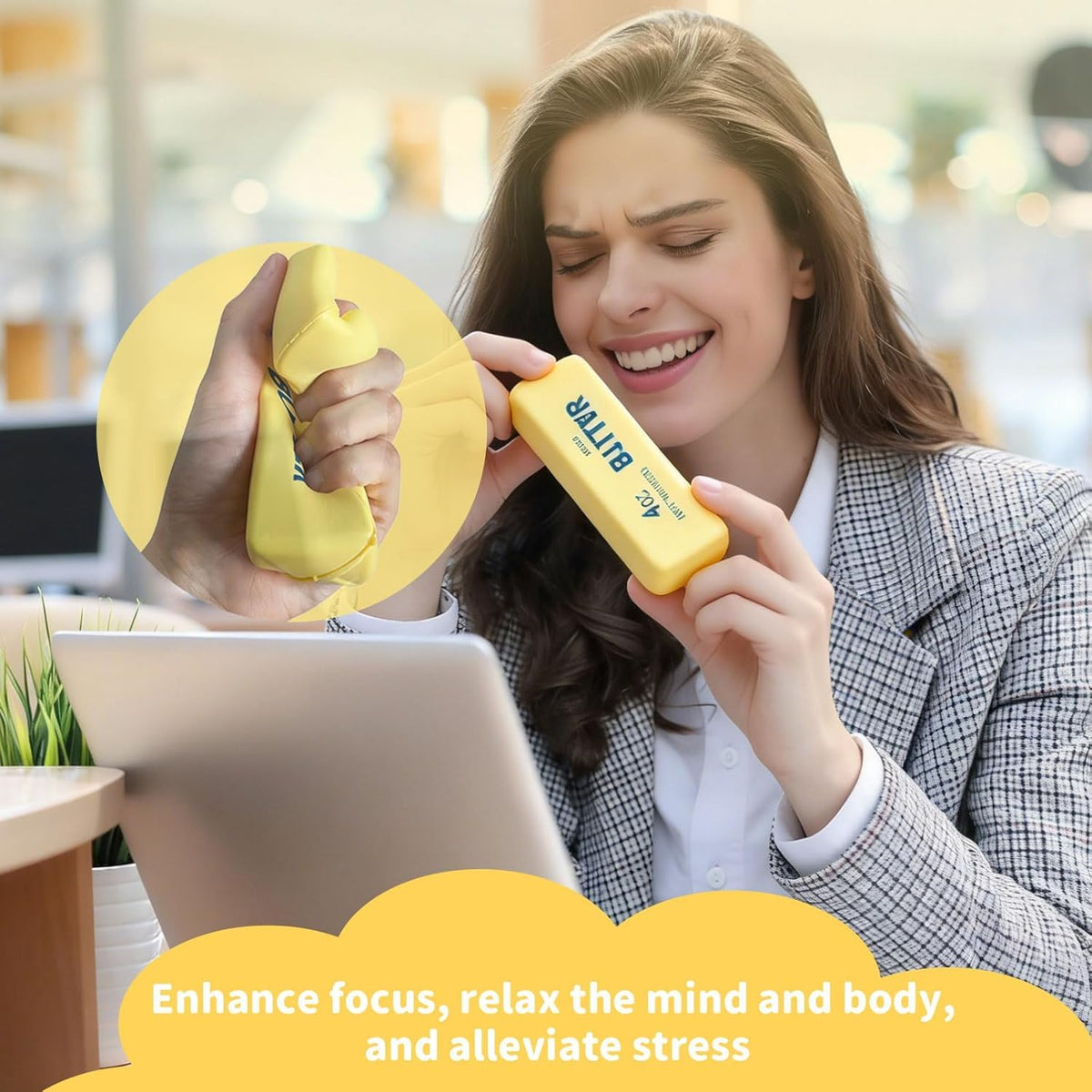 Butter Stress Balls, Slow Rebound, Yellow, 2 Pcs