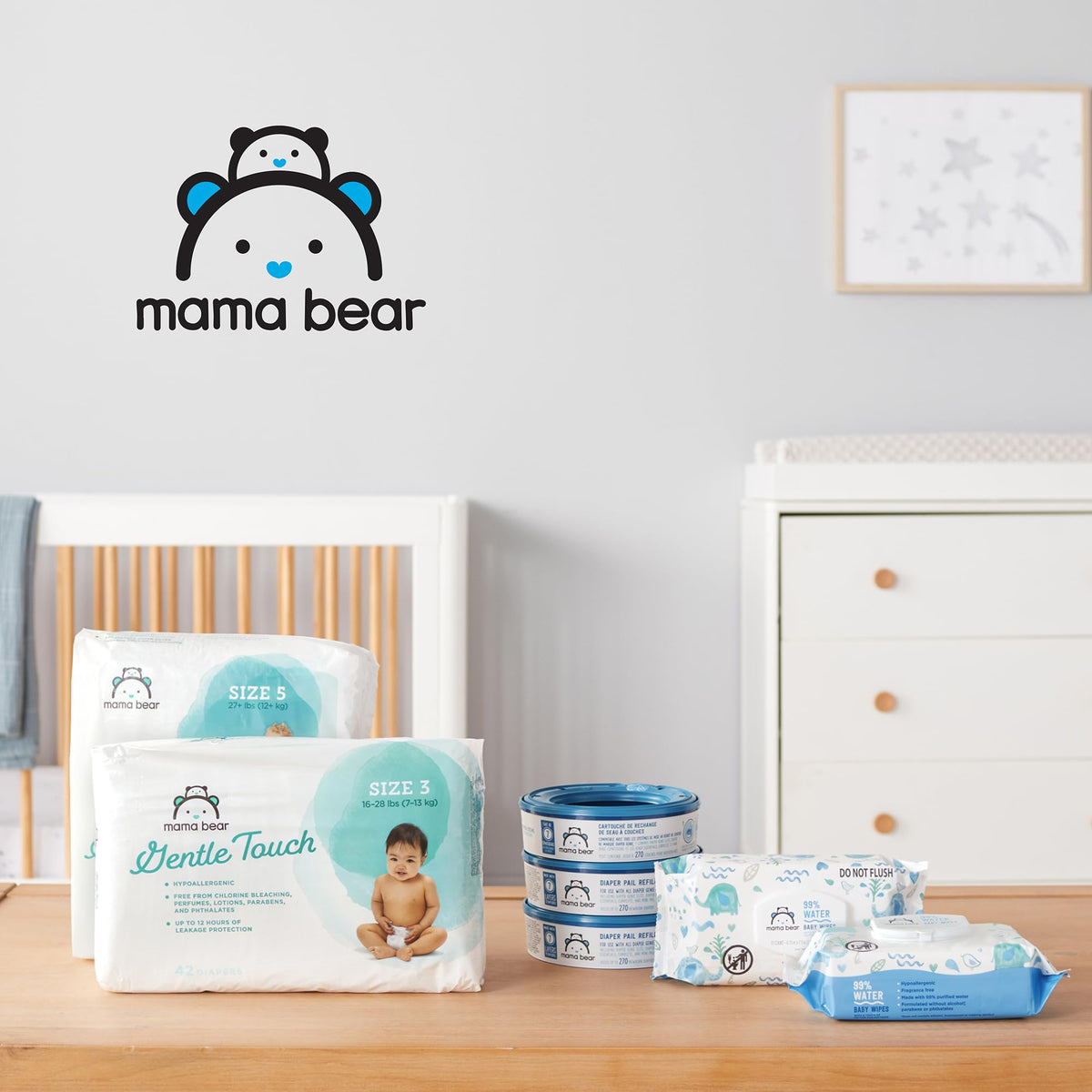 Mama Bear Diaper Pail Refills for Diaper Genie, 270 Count, Pack of 8
