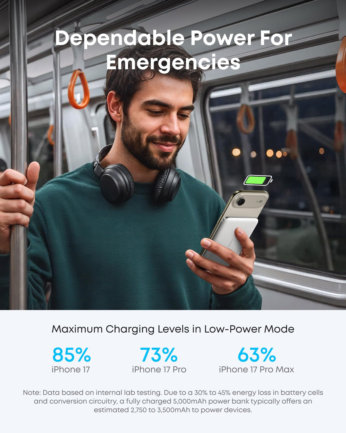 Anker Nano Power Bank, 5,000mAh Magnetic Qi2 15W, for iPhone 12-17