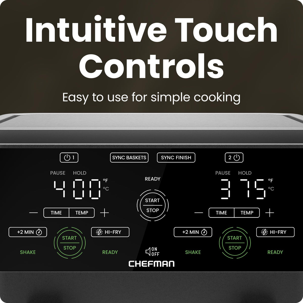 CHEFMAN 6 Quart Dual Basket Air Fryer Oven, Black