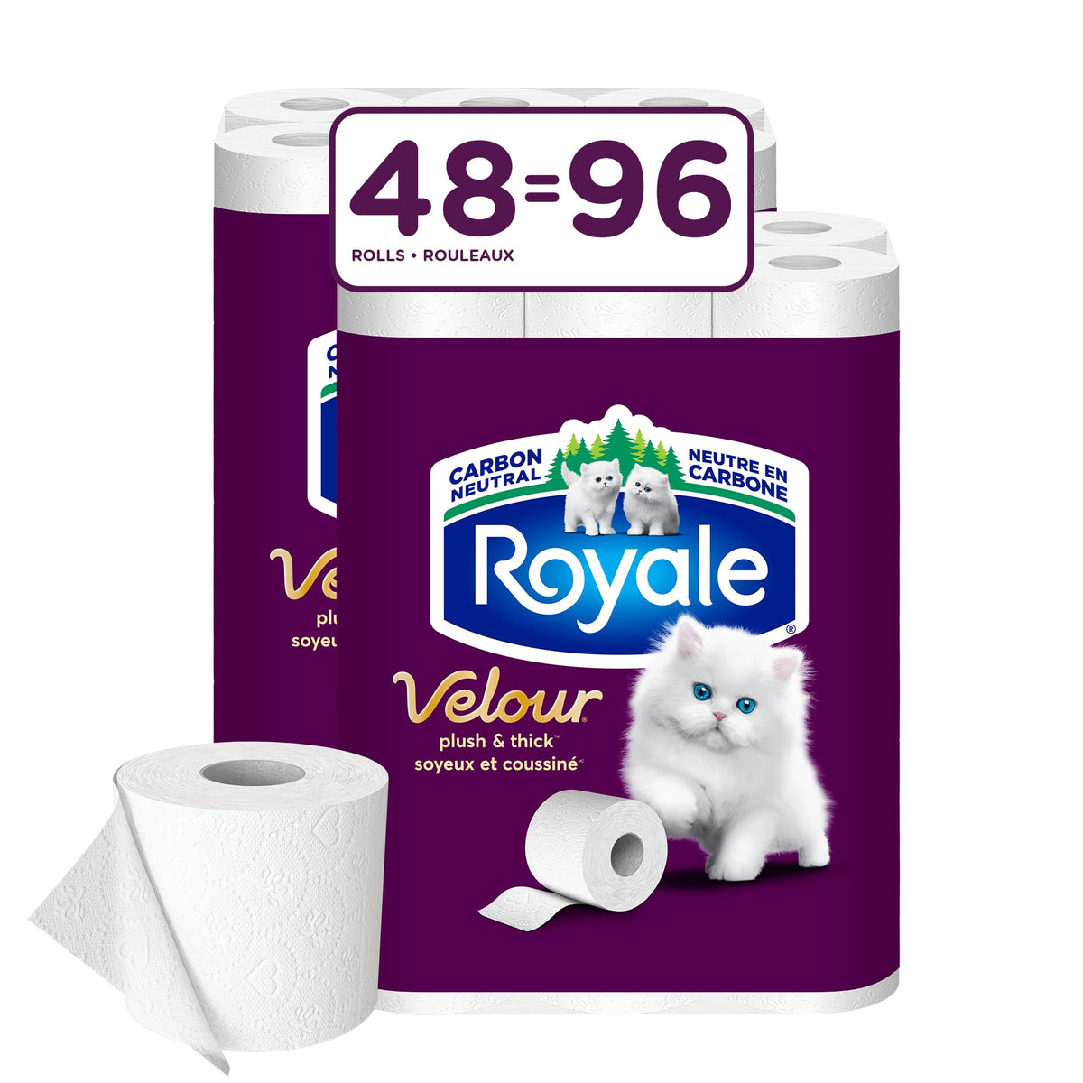 Royale Velour Toilet Paper, 48 Equal 96 Rolls, 142 Sheets per Roll