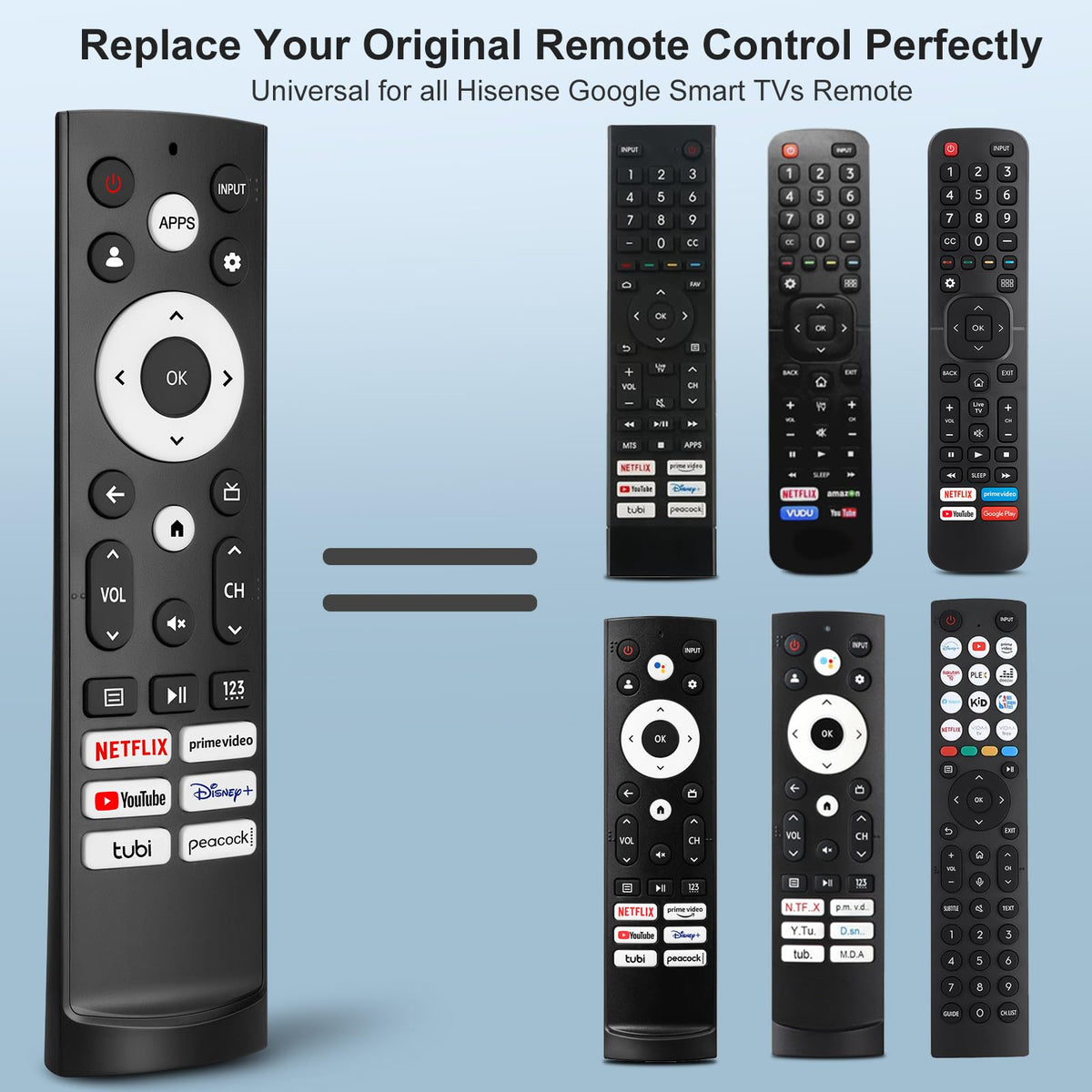 Universal Replacement Remote Control for Hisense Smart Google TVs