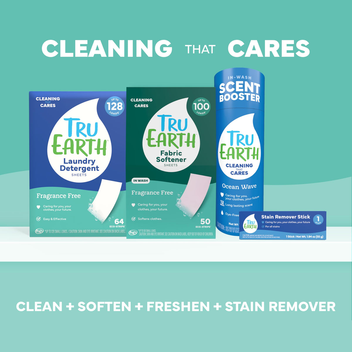 Tru Earth Laundry Detergent Sheets, Unscented, 64 Sheets