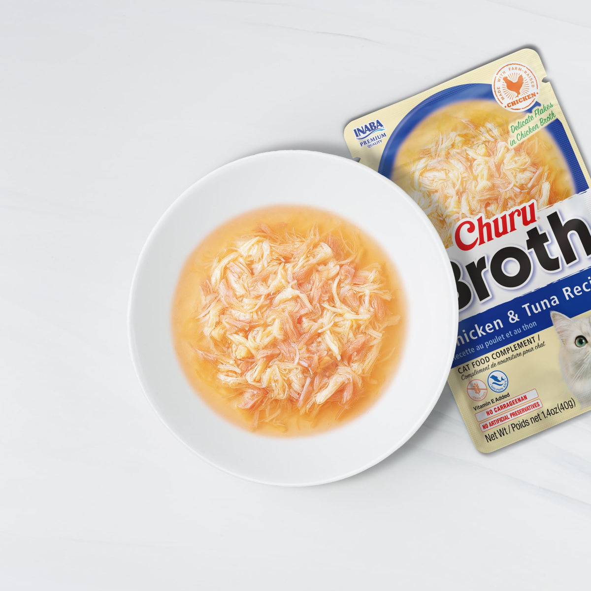INABA Churu Broth Side Dish Pouches, Chicken & Seafood, 39 g (12 Pack)