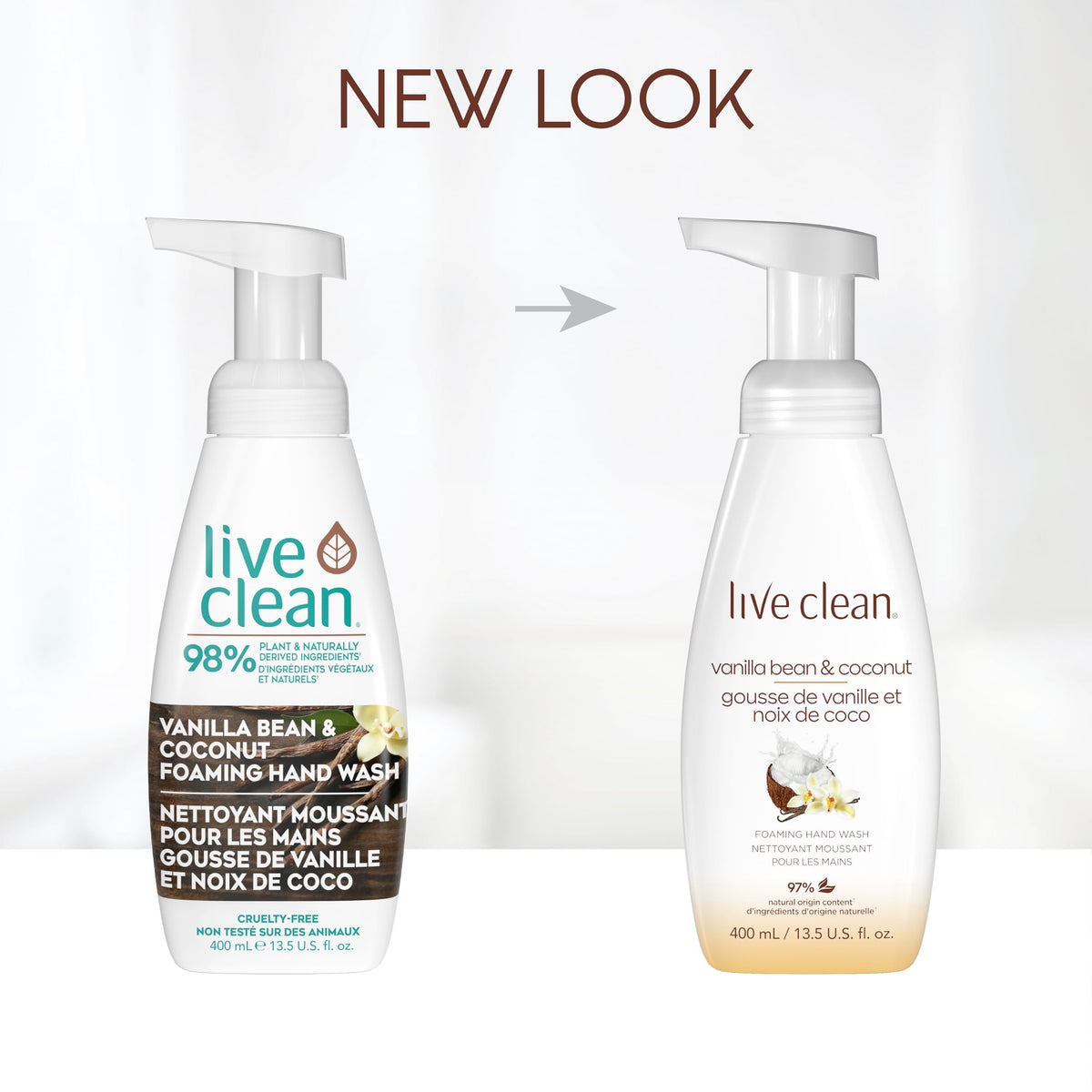 Live Clean Foaming Hand Wash, Vanilla Bean & Coconut, 400 mL, 4 Count