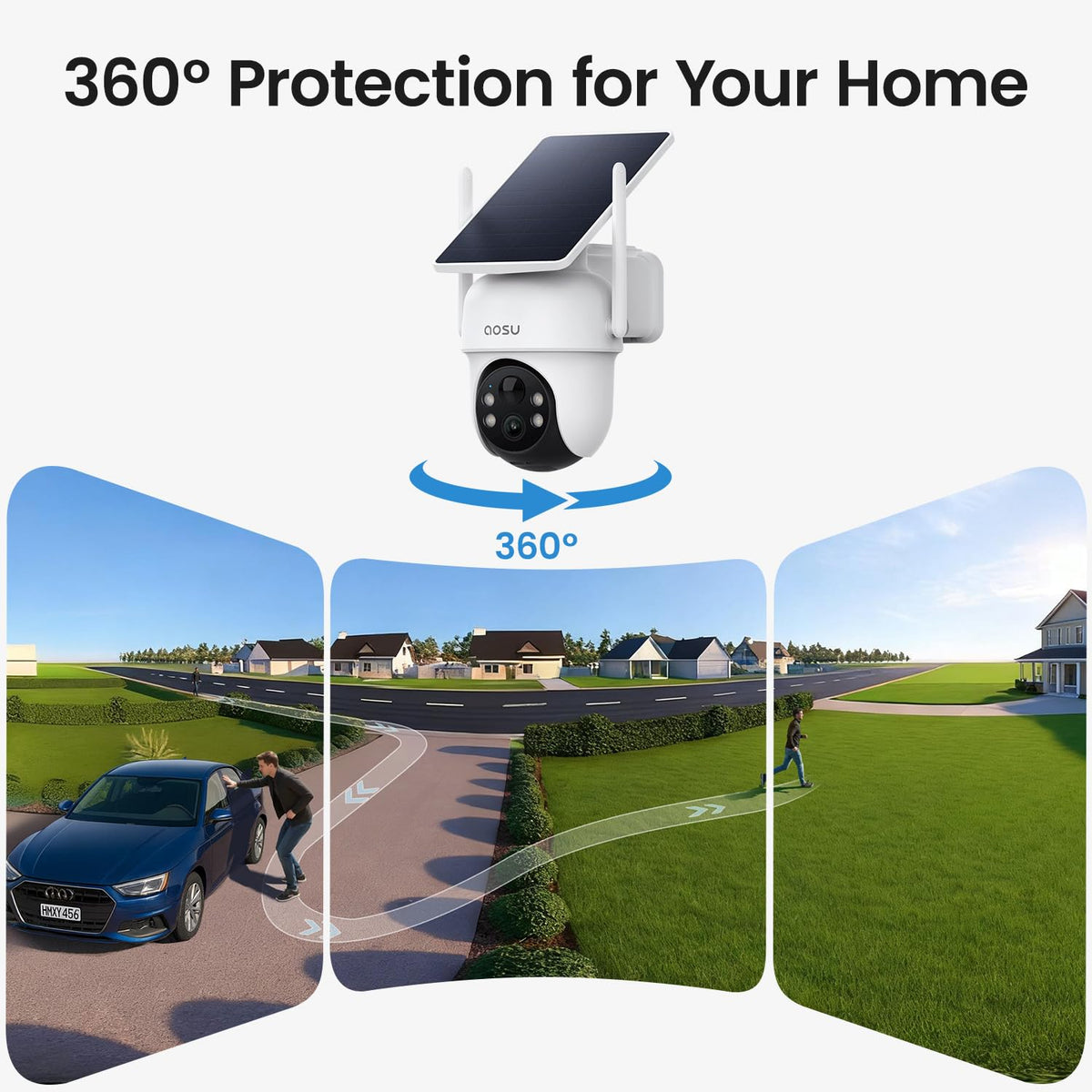 AOSU 2K Solar Wireless Outdoor Security Cameras (2 Pack)
