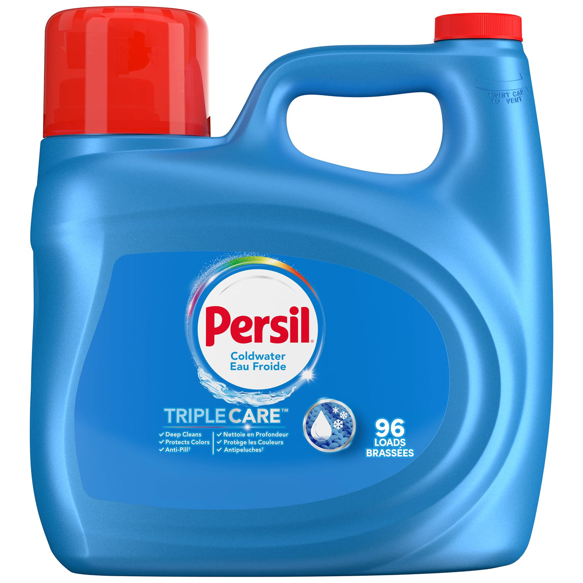 Persil TripleCare Coldwater Liquid Laundry Detergent, 3.72L, 96 Loads