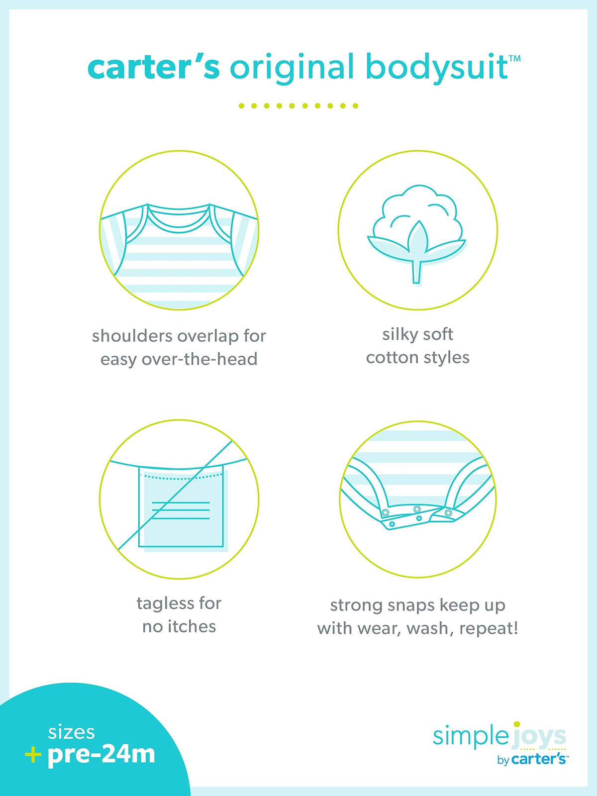 Simple Joys by Carter's Baby 8-Pack Short-Sleeve Bodysuit, White, 6-9M