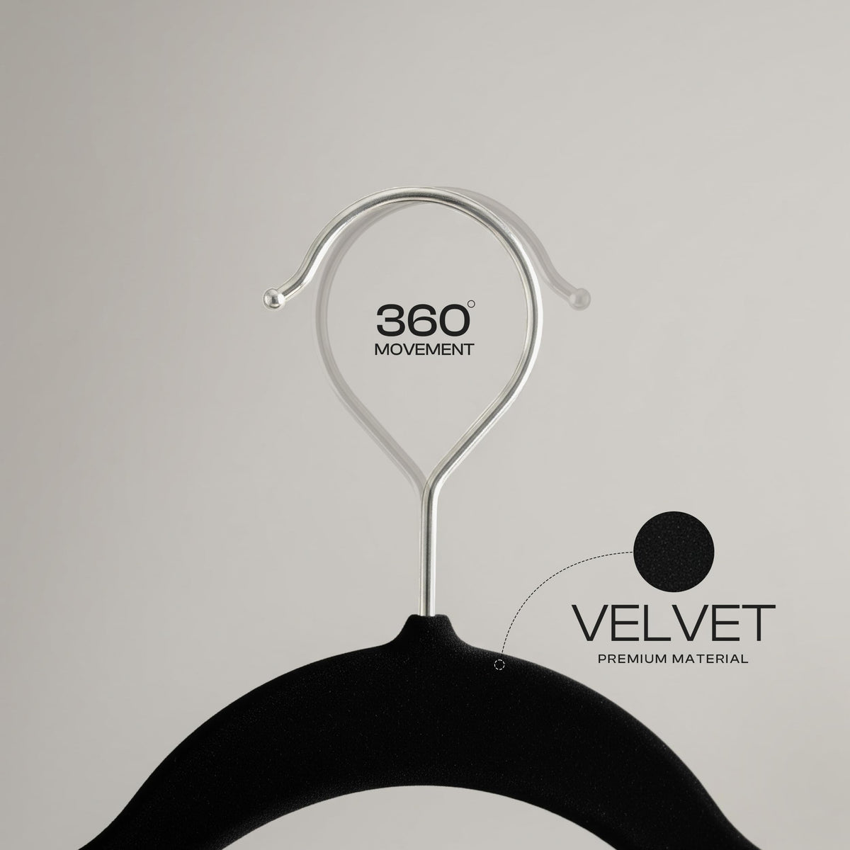 Utopia Home Non-Slip Velvet Hangers with 360° Hook, 50-Pack, Black