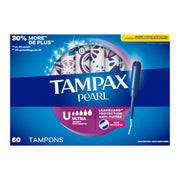 Tampax Pearl Tampons, Ultra Absorbency, Unscented, 60 Count