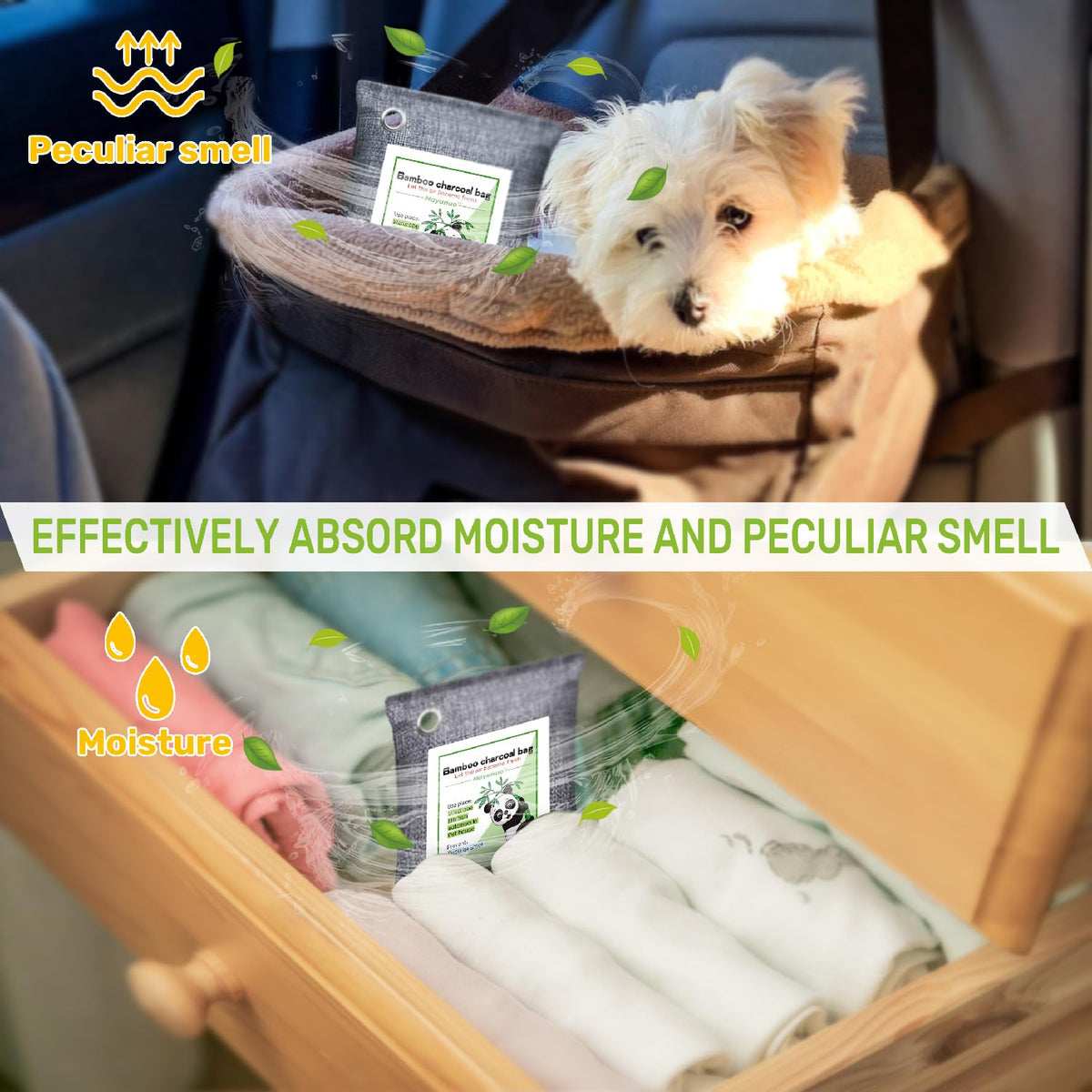 Mayunuo Activated Charcoal Odour Absorber Bags, 8 Pack