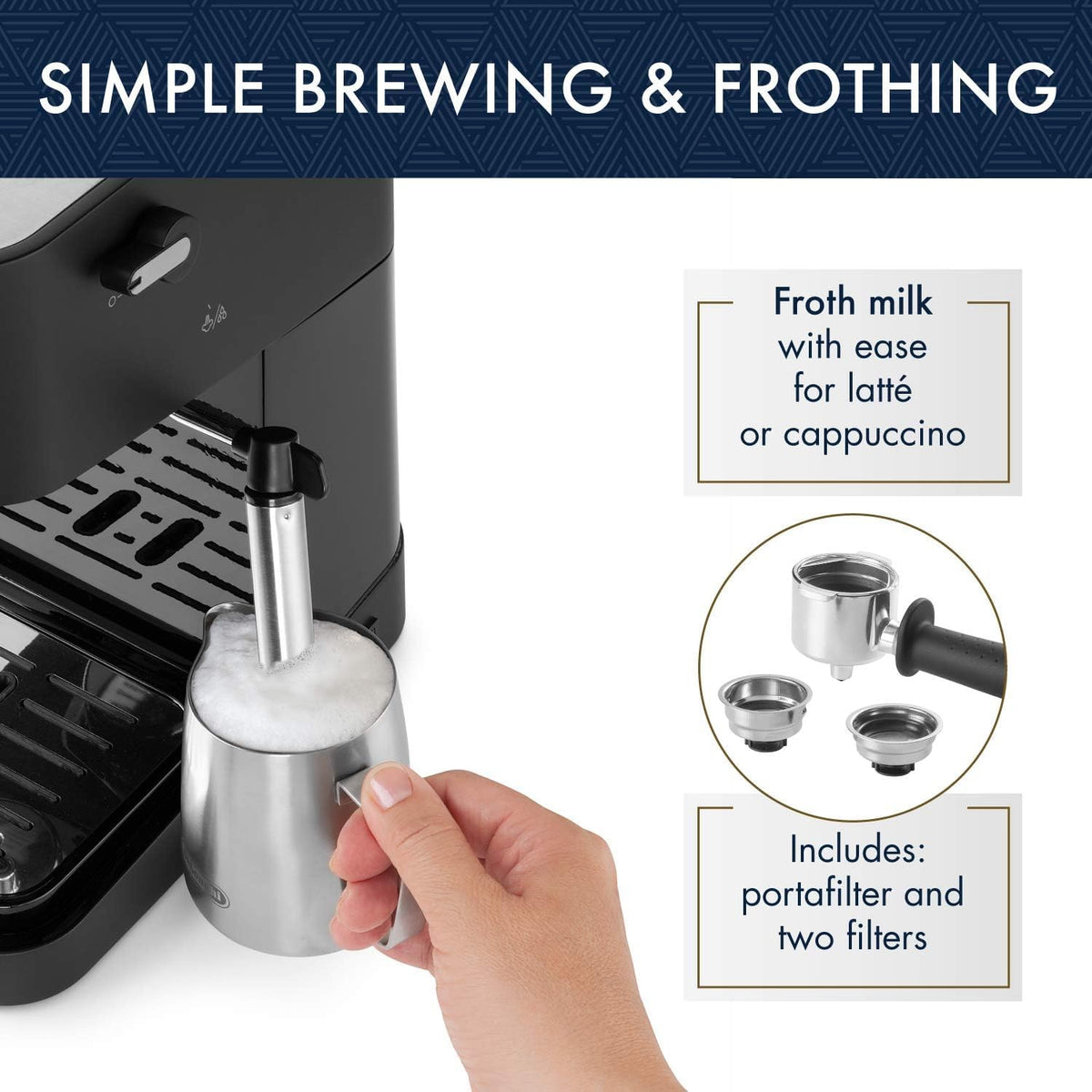 De'Longhi Stilosa Compact Manual Espresso Machine with Milk Frother