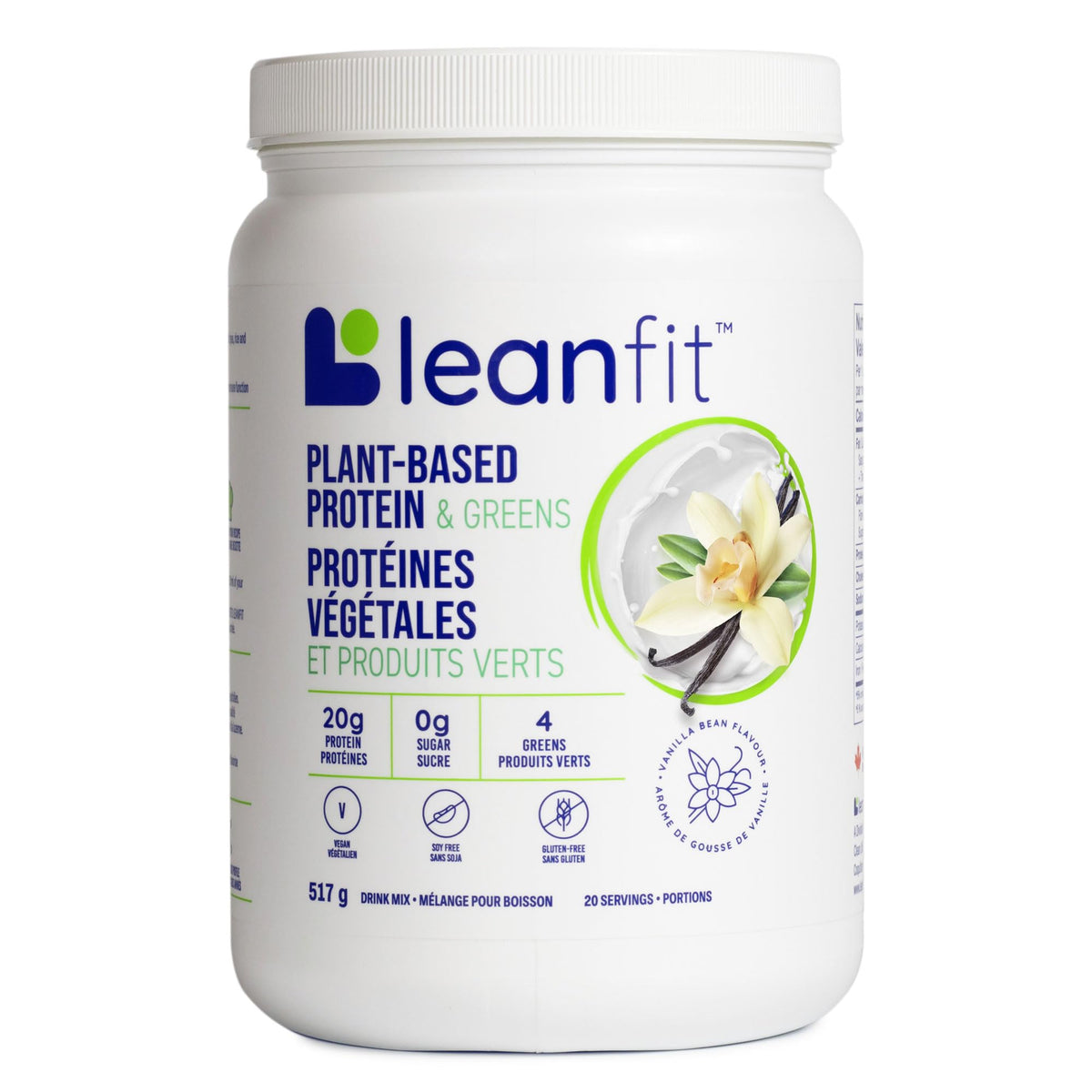 LeanFit Plant-Based Protein and Greens, Natural Vanilla, 517 g