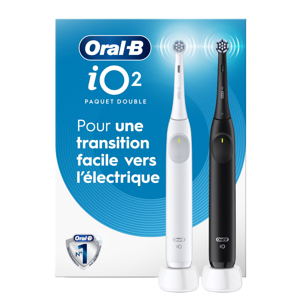 Oral-B iO2 Electric Toothbrush Twin Pack, Black & White