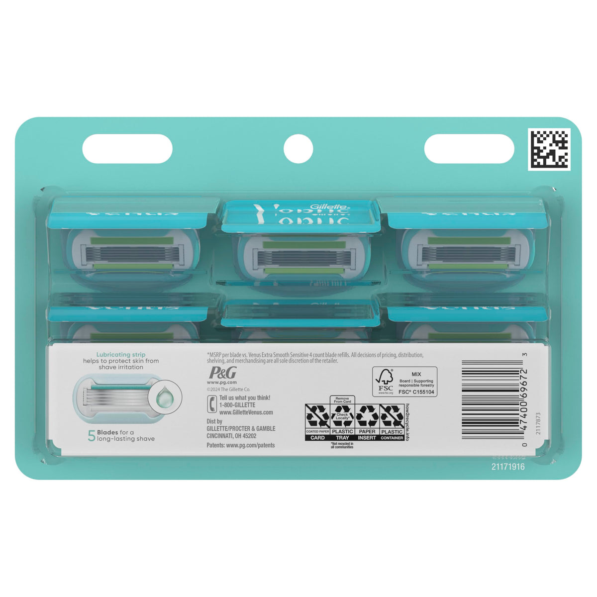 Gillette Venus Extra Smooth Sensitive Women's Razor Refills, 8 Count