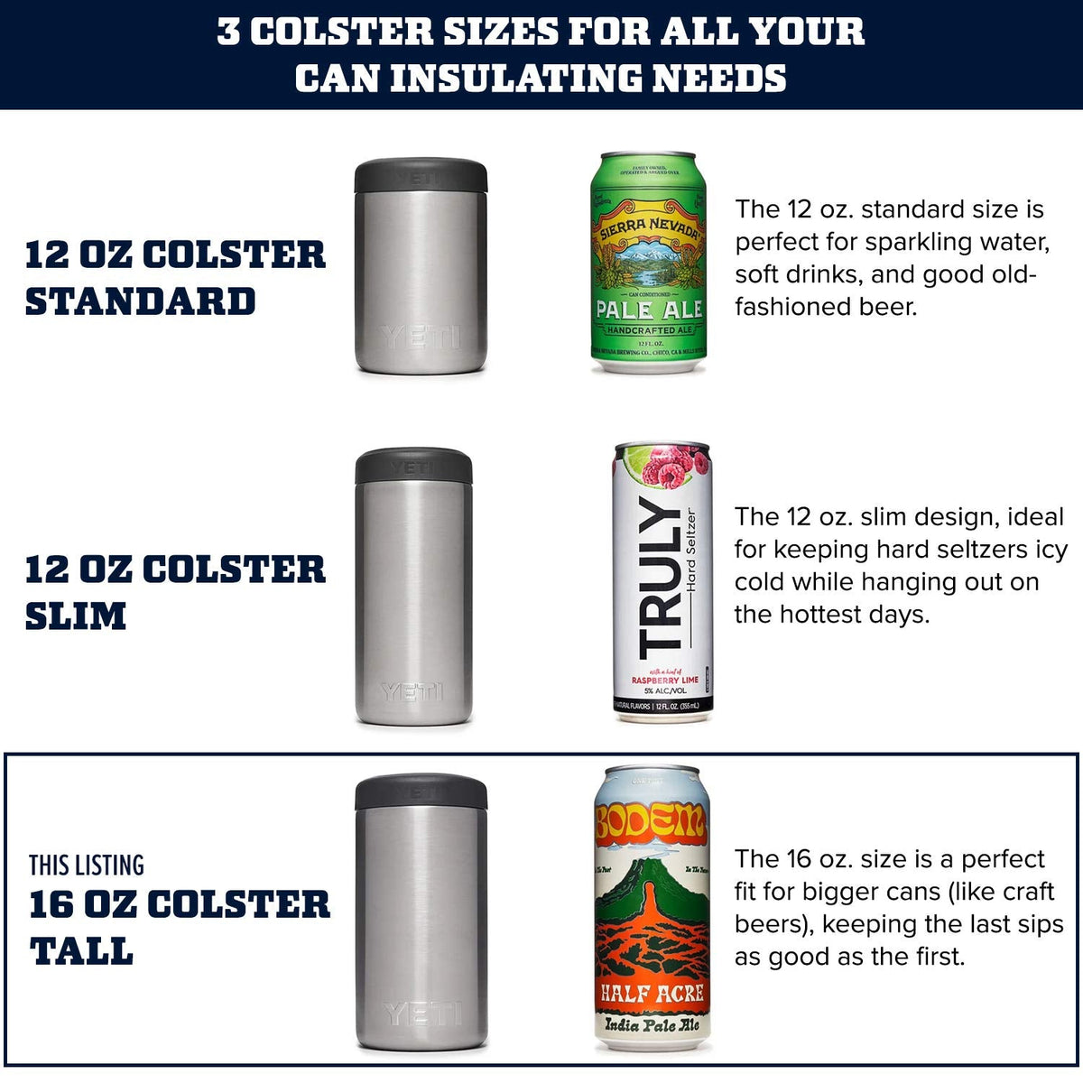 YETI Rambler 16 oz Colster Tall Can Insulator, Stainless