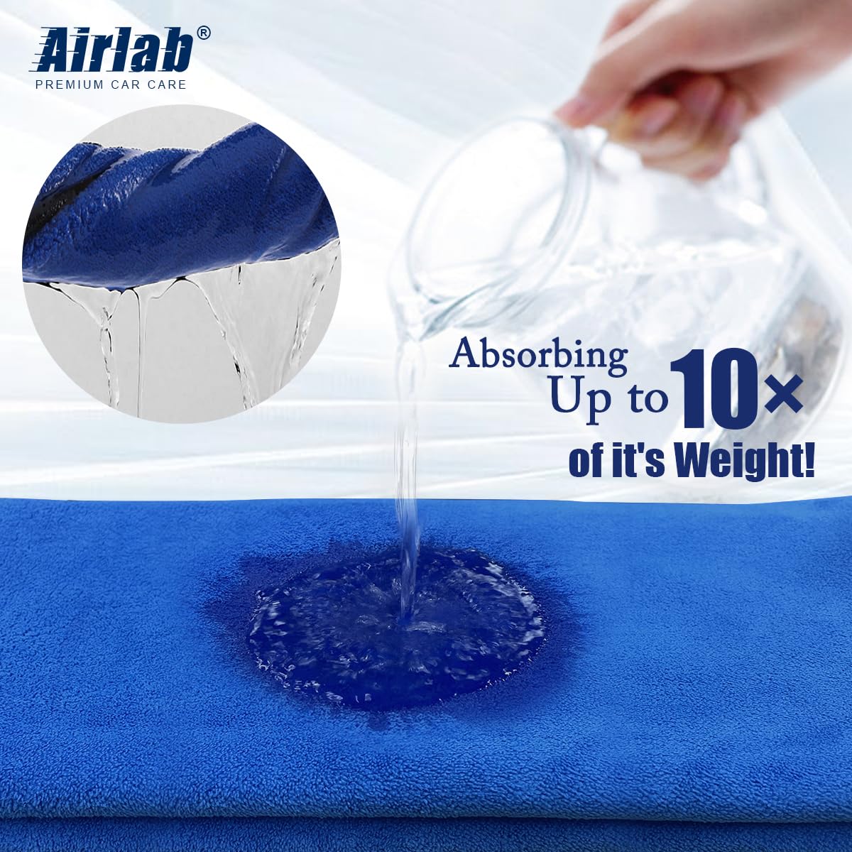 Airlab Microfibre Car Drying Towels, 800 GSM, 40 x 40 cm, 4-Pack