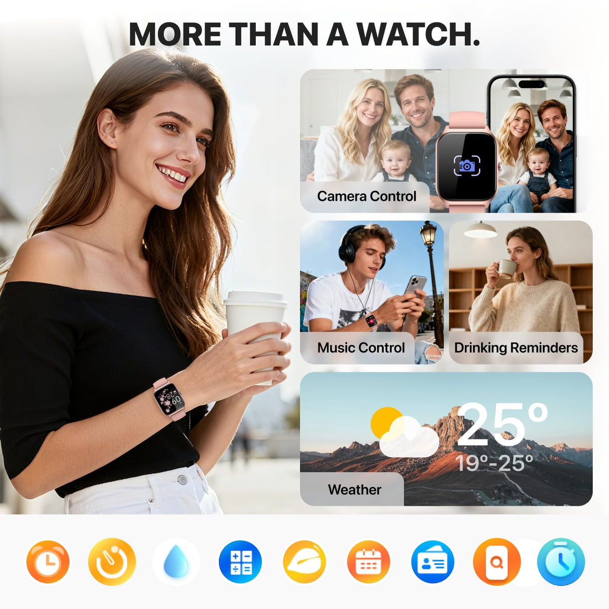 Smart Watch with Calling & Fitness Tracking, Pink, 1.83"