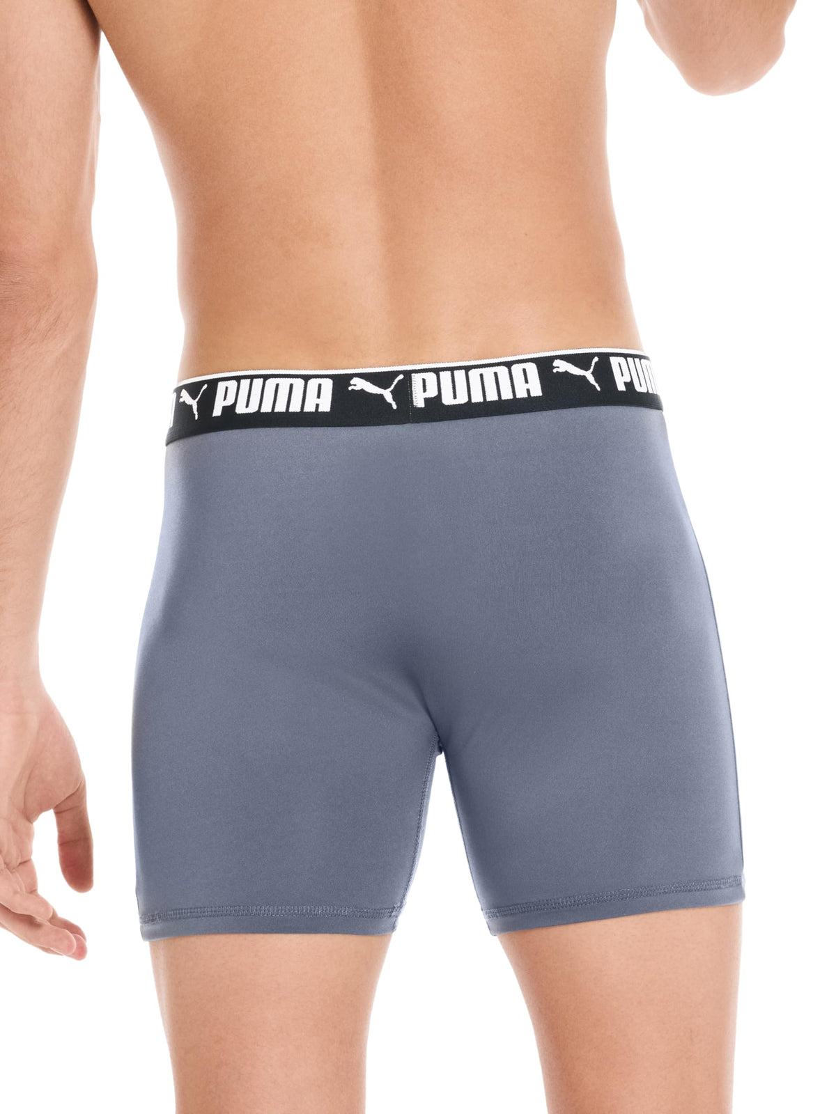 Puma Men's 4 Pack Active Stretch Boxer Briefs, Black/Grey, Medium