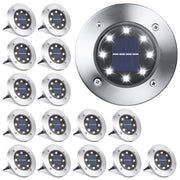 LYHOPE 8-LED Solar Ground Lights, 16-Pack, White