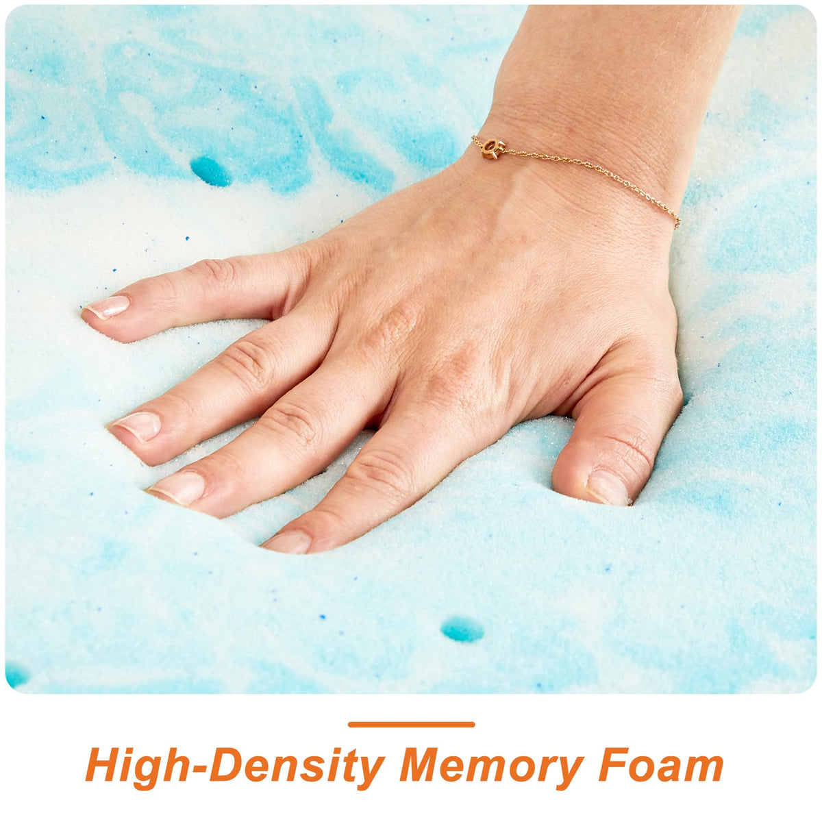 Sweetcrispy 3 Inch Twin XL Memory Foam Mattress Topper, Blue