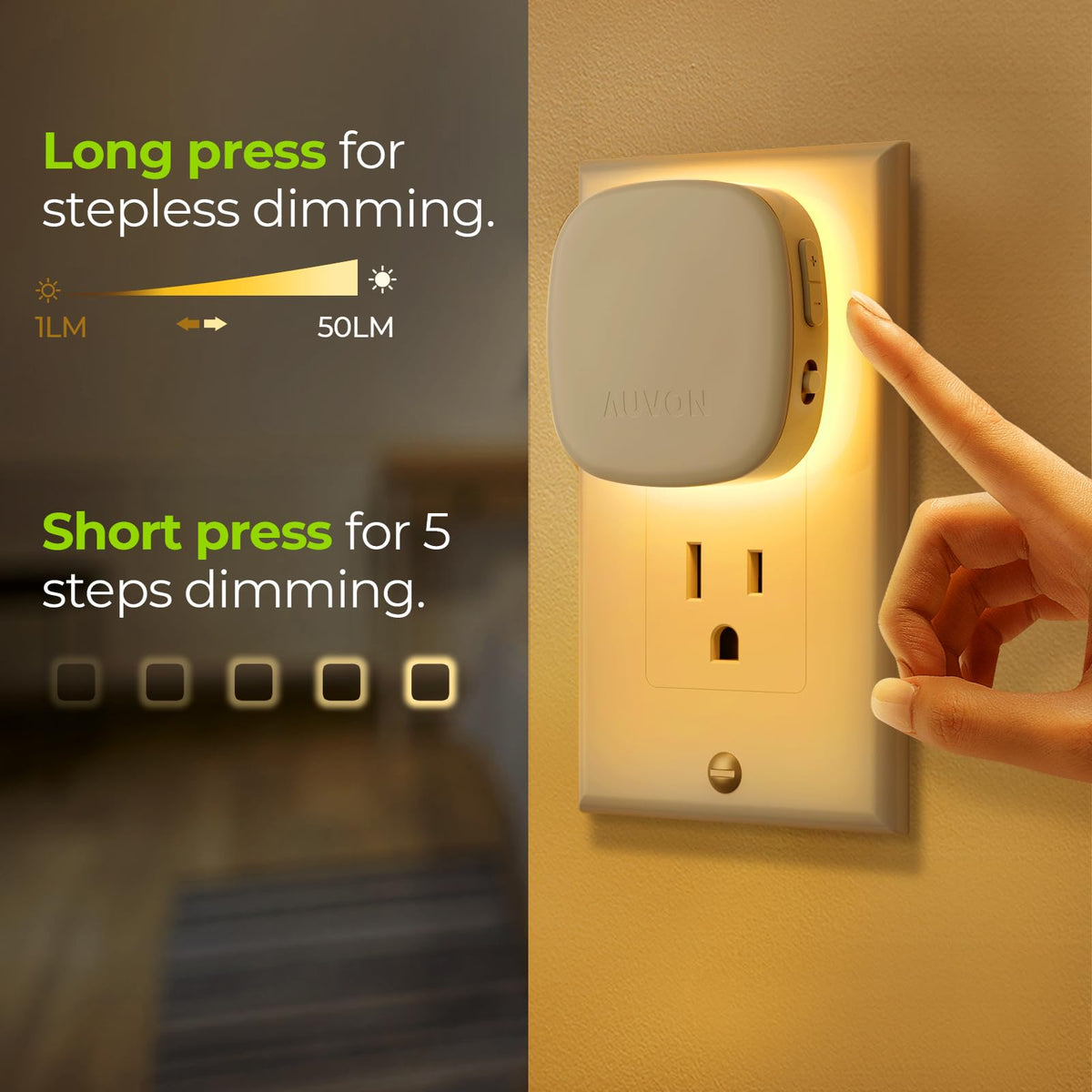AUVON Plug-In LED Motion Sensor Night Light (2 Pack)