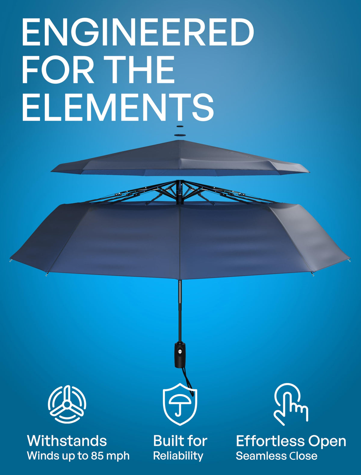 Repel Windproof Compact Travel Umbrella, Navy