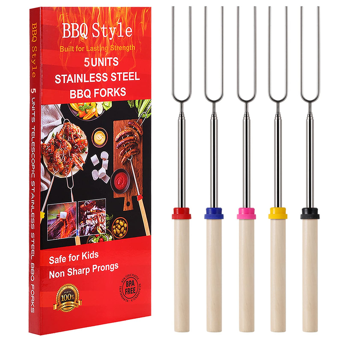 Telescoping Marshmallow Roasting Sticks, 32" (5 Pack)