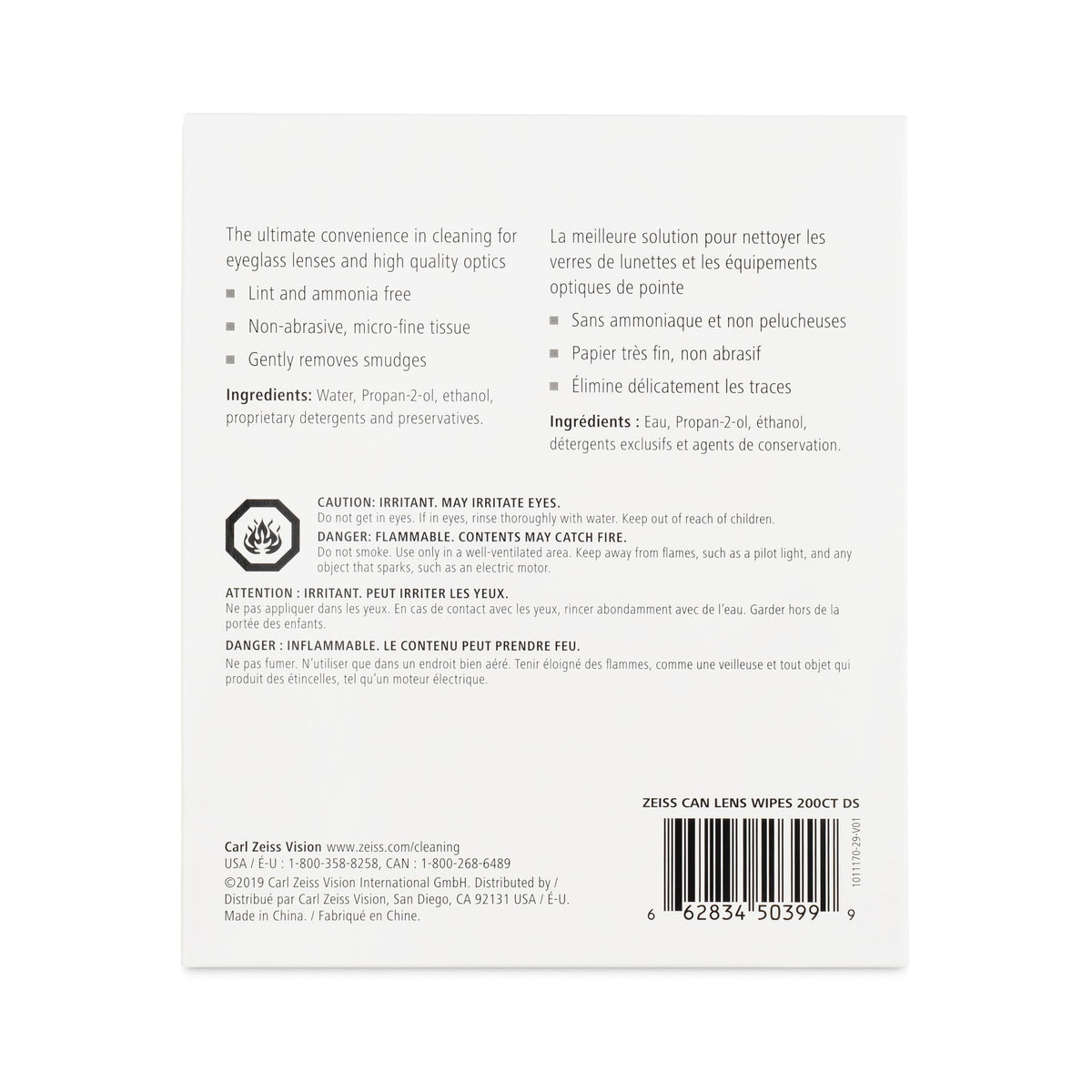 ZEISS Pre-Moistened Lens Cleaning Wipes, 200 Count