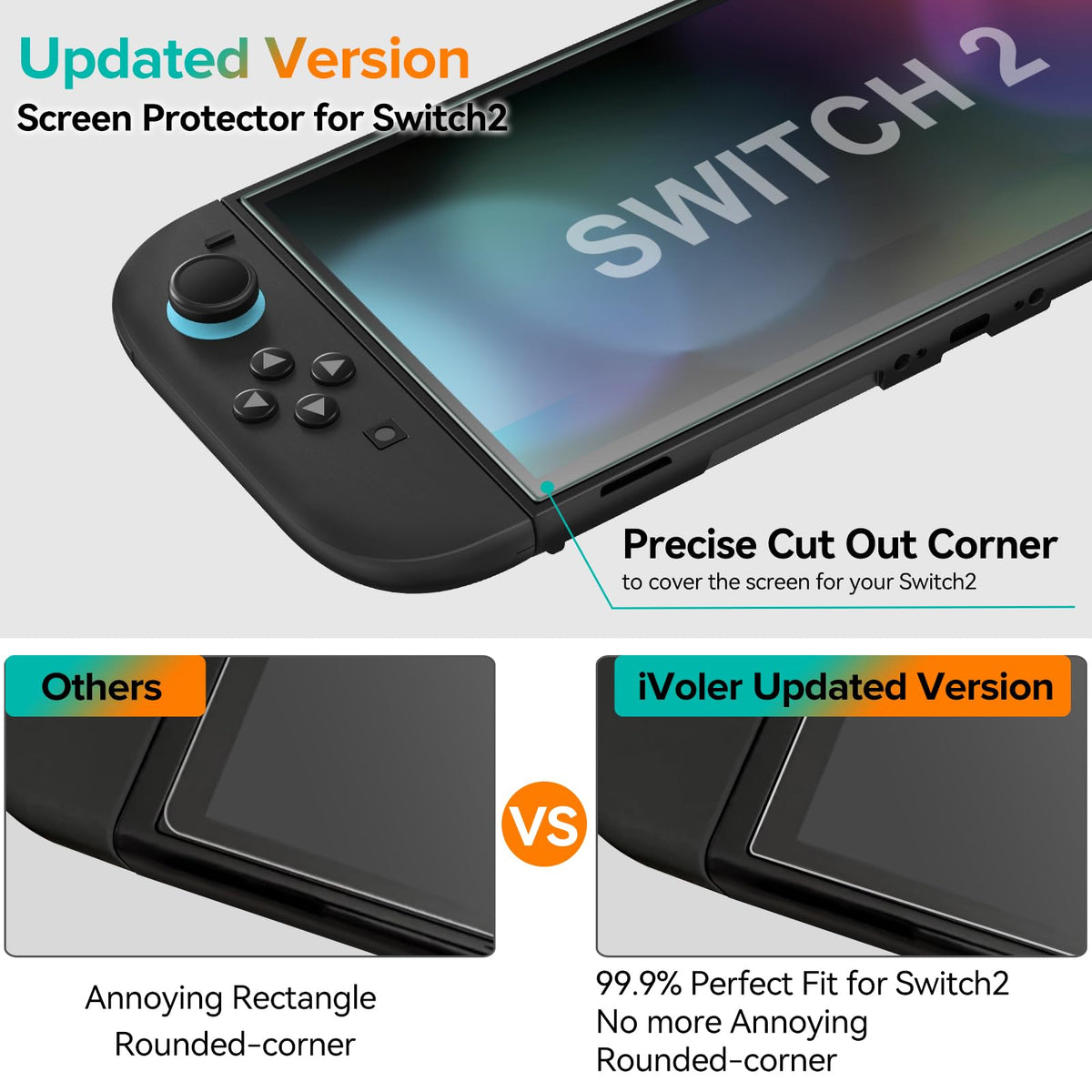 ivoler Tempered Glass Screen Protector for Nintendo Switch 2, 4 Pack