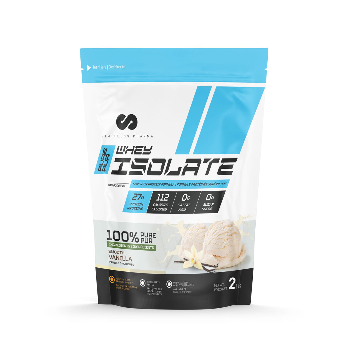 Limitless Pharma Pure Whey Isolate, Vanilla, 2 lb