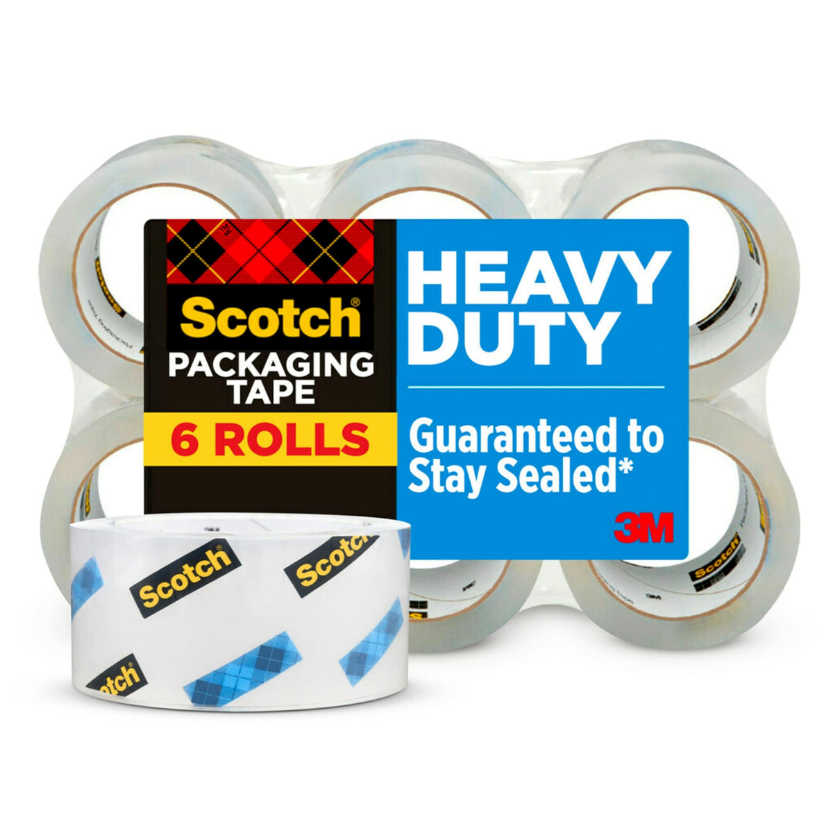 Scotch Heavy Duty Packing Tape, 1.88" x 50m, 6 Rolls