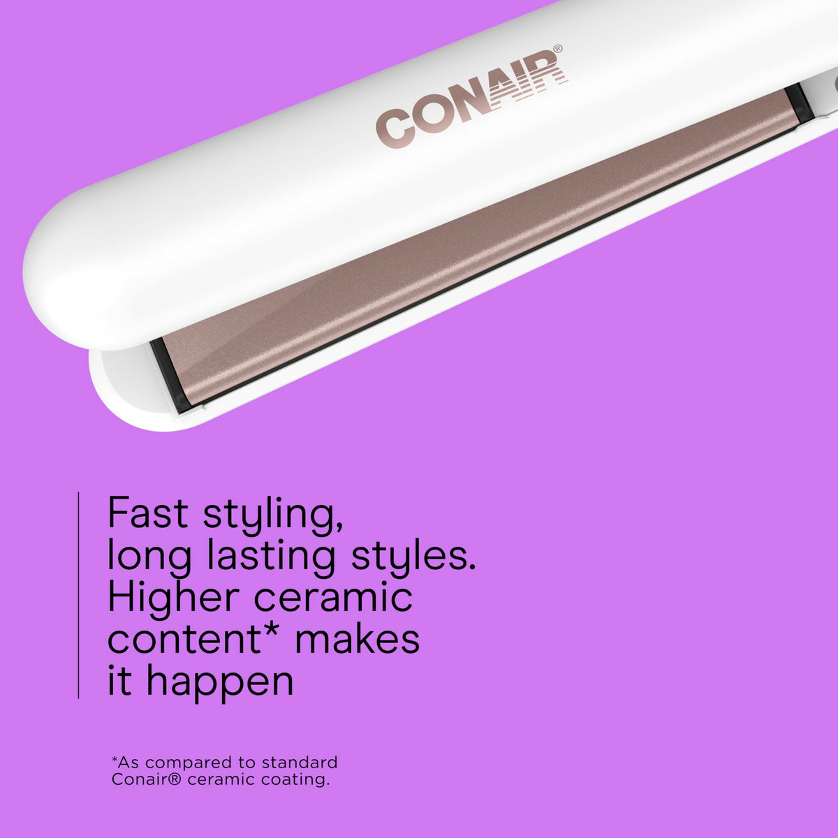 Conair Double Ceramic Flat Iron, 1 Inch Floating Plates, up to 410°F