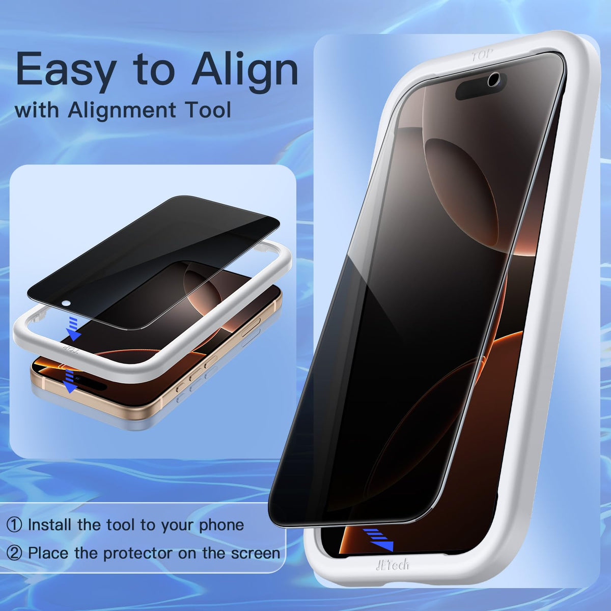 JETech Privacy Screen Protector for iPhone 16 Pro Max, 2-Pack
