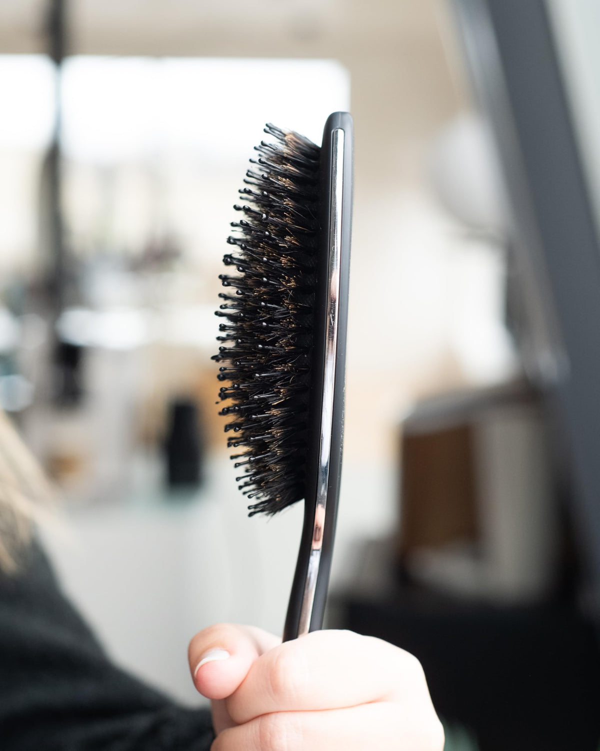 FRAMAR Boar Bristle Hair Brush, Black