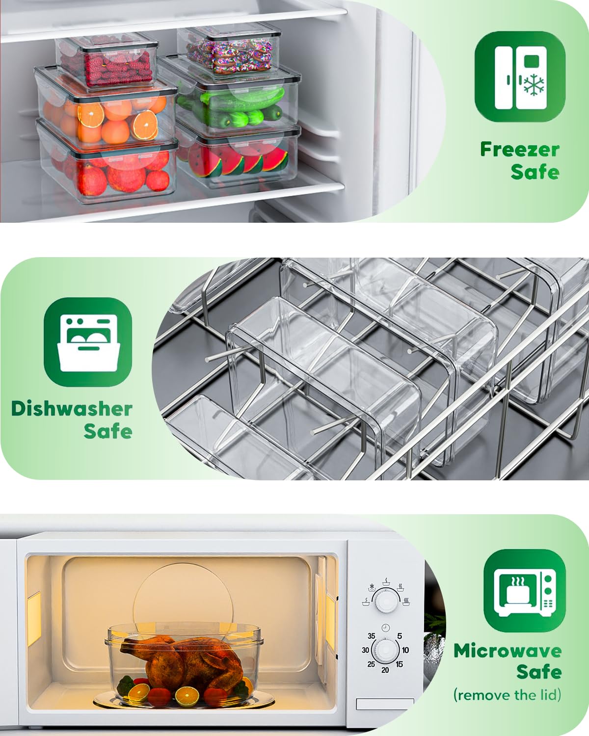 Airtight Food Storage Containers with Lids, 62 Pcs, 19400 ml