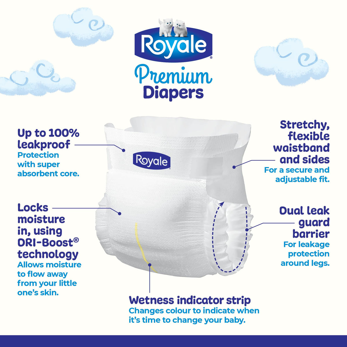 Royale Premium Diapers, Size 7 (41+ lb), 102 Count