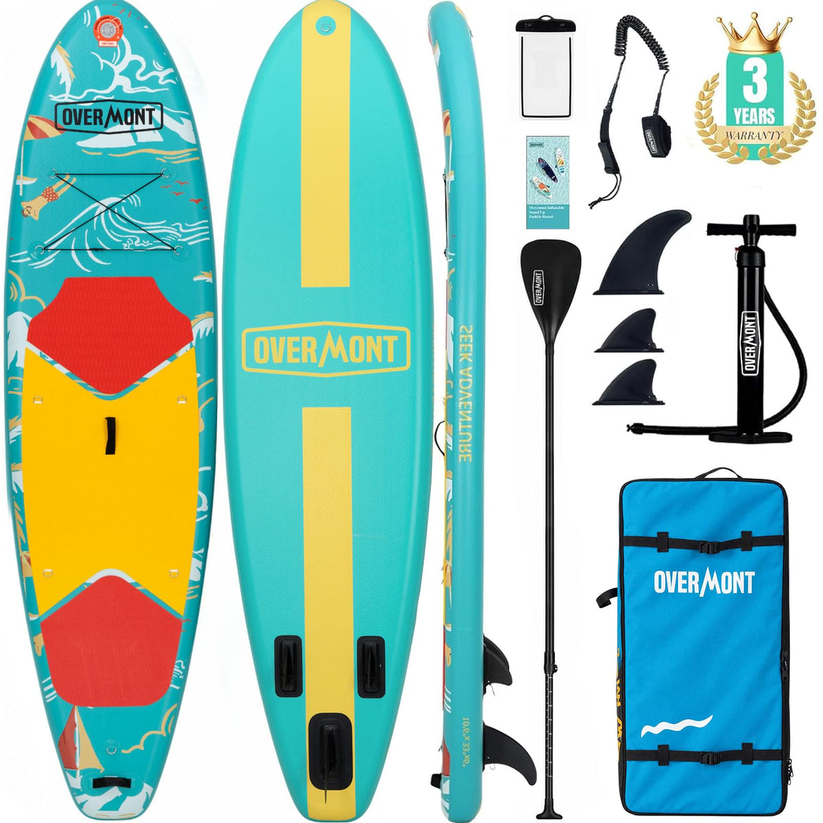 Overmont Inflatable Paddle Board, 10'7" x 33" x 6"