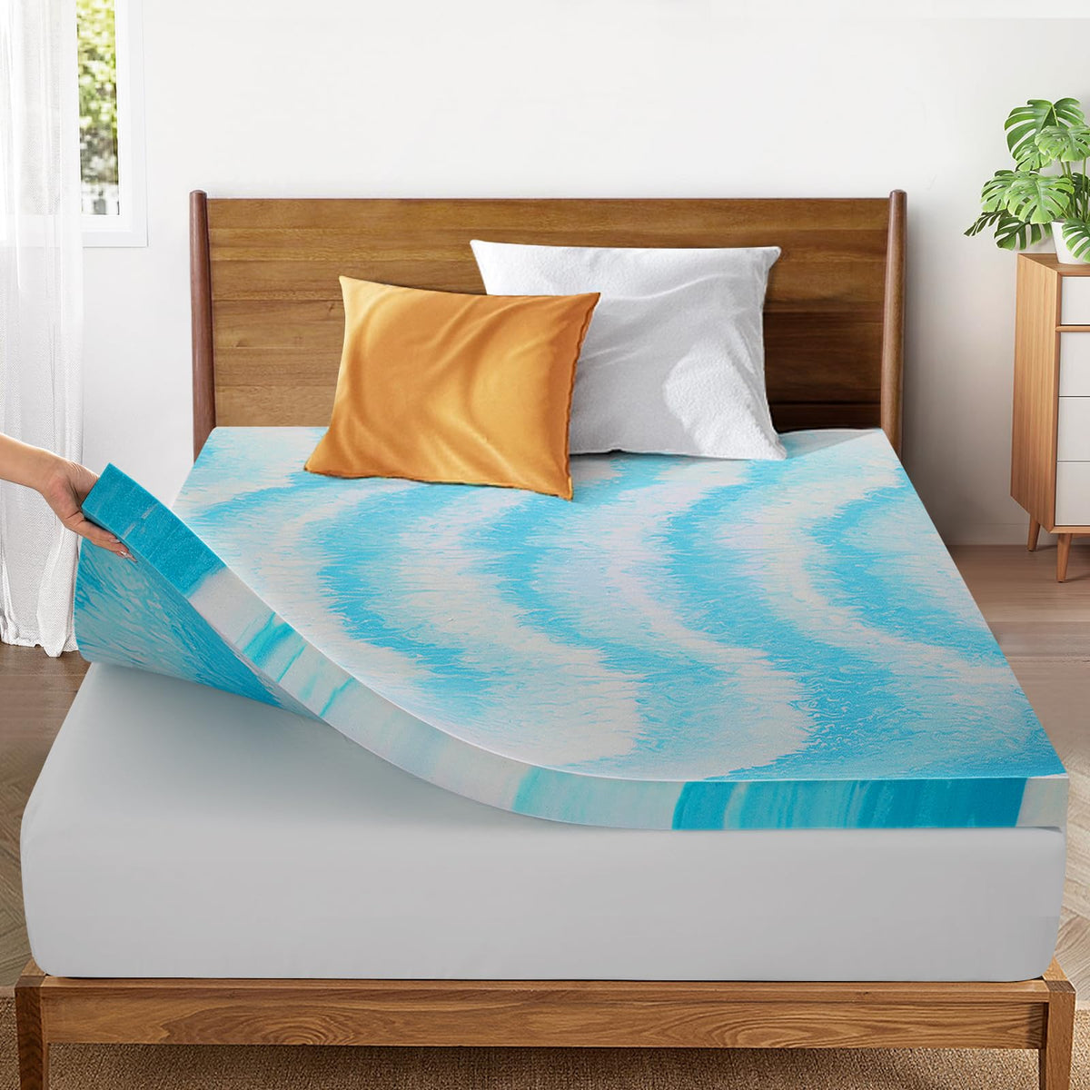 SakuraHome 2" Gel Memory Foam Mattress Topper, Queen