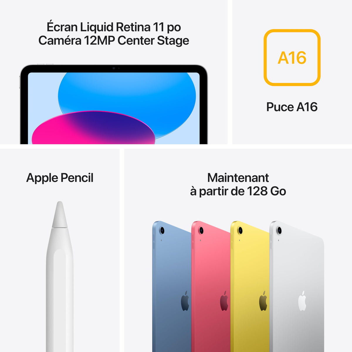Apple iPad with A16 Chip, 11-Inch, 128 GB, Wi-Fi, Silver