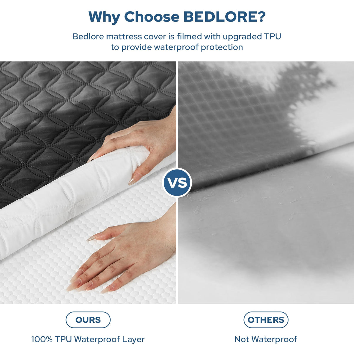 Waterproof Noiseless Mattress Protector, Queen, Grey
