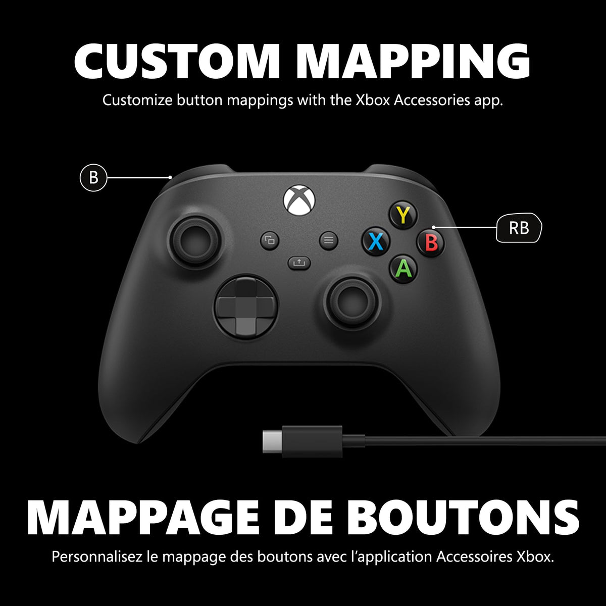 Xbox Core Wireless Controller with USB-C Cable, Black