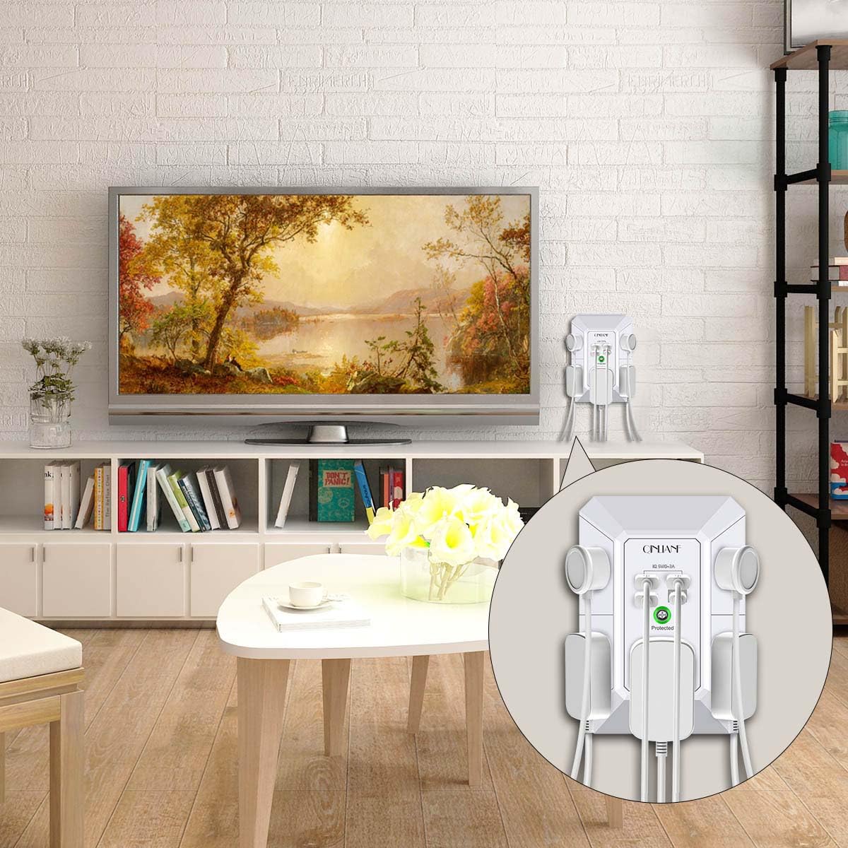 QINLIANF 5 Outlet Wall Charger Surge Protector with 4 USB Ports