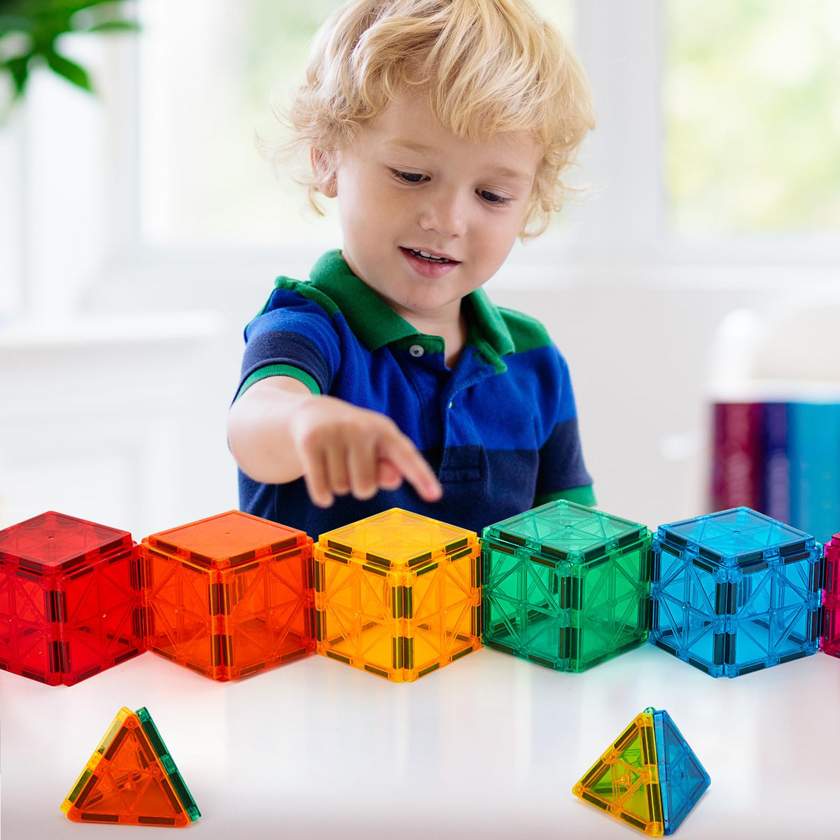 FNJO Magnetic Tiles Building Set, 110 Pieces