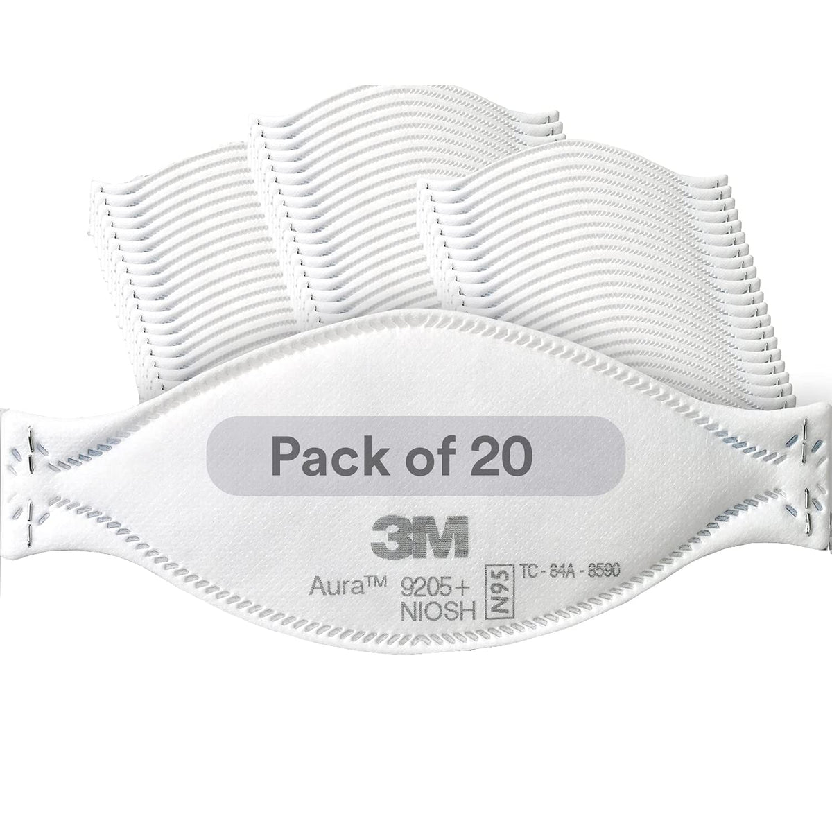 3M Aura 9205+ N95 Particulate Respirator, 20 Pack