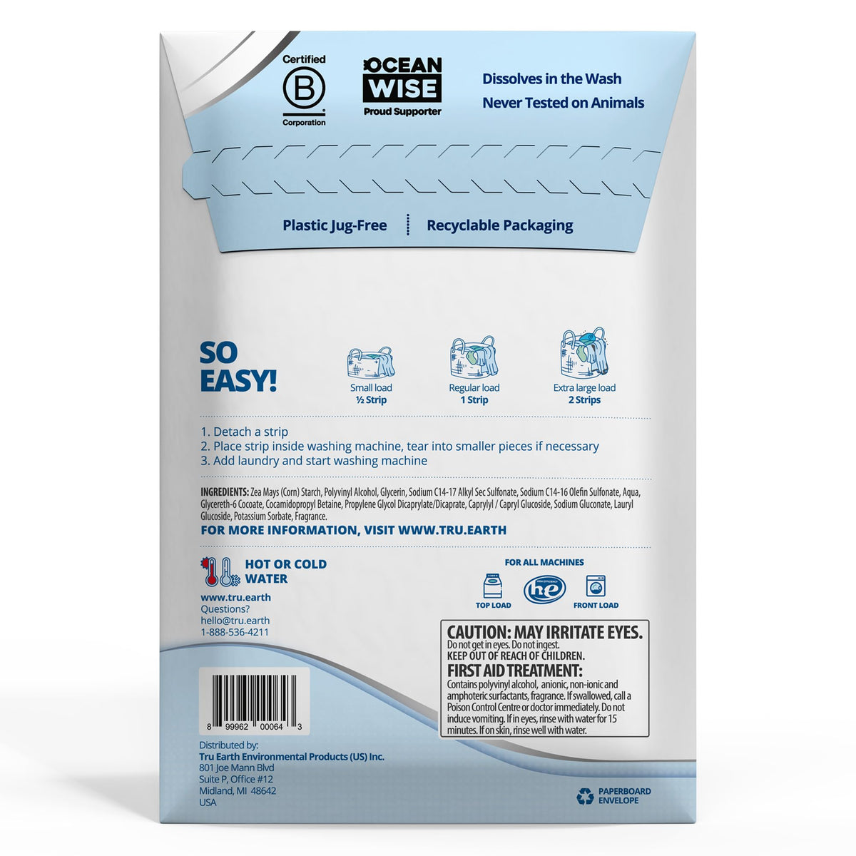 Tru Earth Platinum Laundry Detergent Sheets, Fresh Linen, 64 Sheets