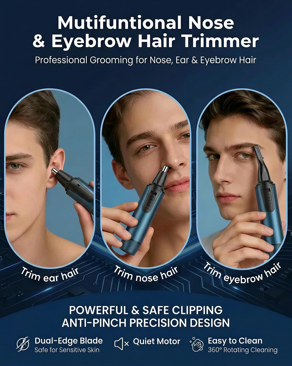 Rechargeable Ear and Nose Hair Trimmer, Waterproof